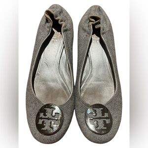 Tory Burch Gray Wool Reva Ballet Flats